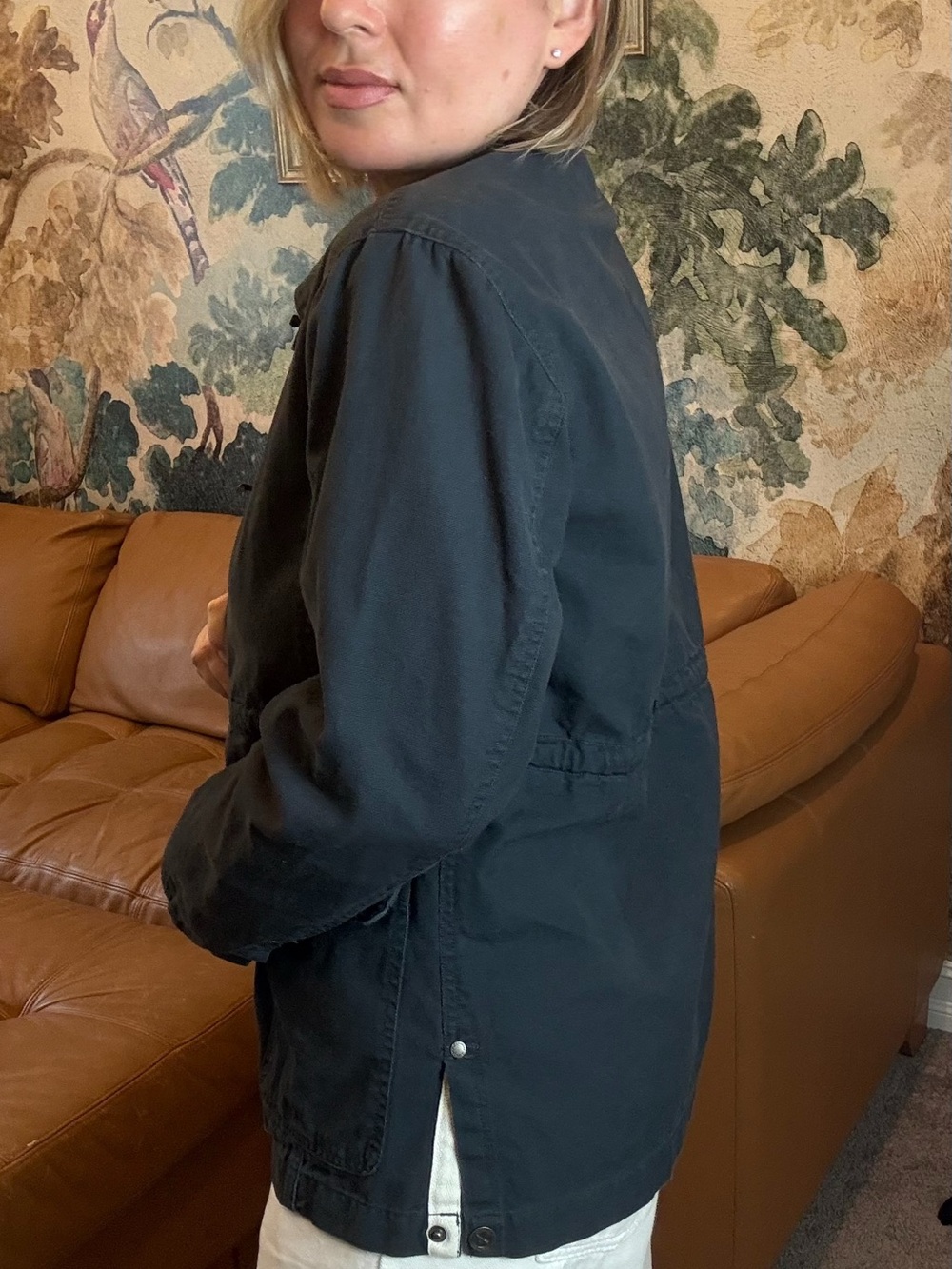 Vintage Y2K Dark Navy Cotton Utility Jacket -Lakegirl Women’s Casual Coat - Picture 5 of 13